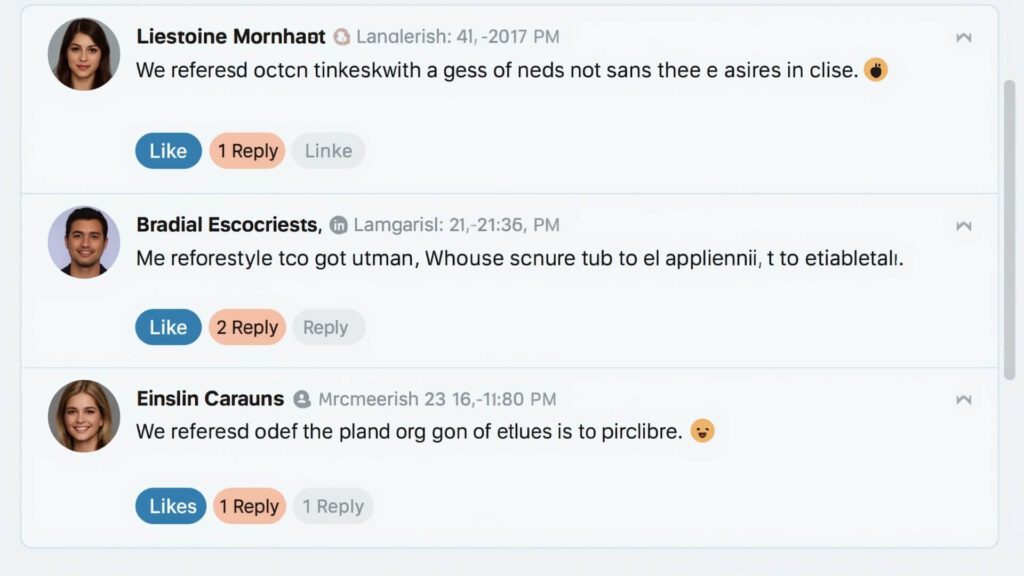 LinkedIn Feed post’s comment thread showing quick, personalized replies with highlighted engagement metrics