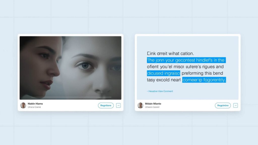 Side-by-side comparison chart of two LinkedIn Feed posts—one video, one text—with engagement metrics highlighted