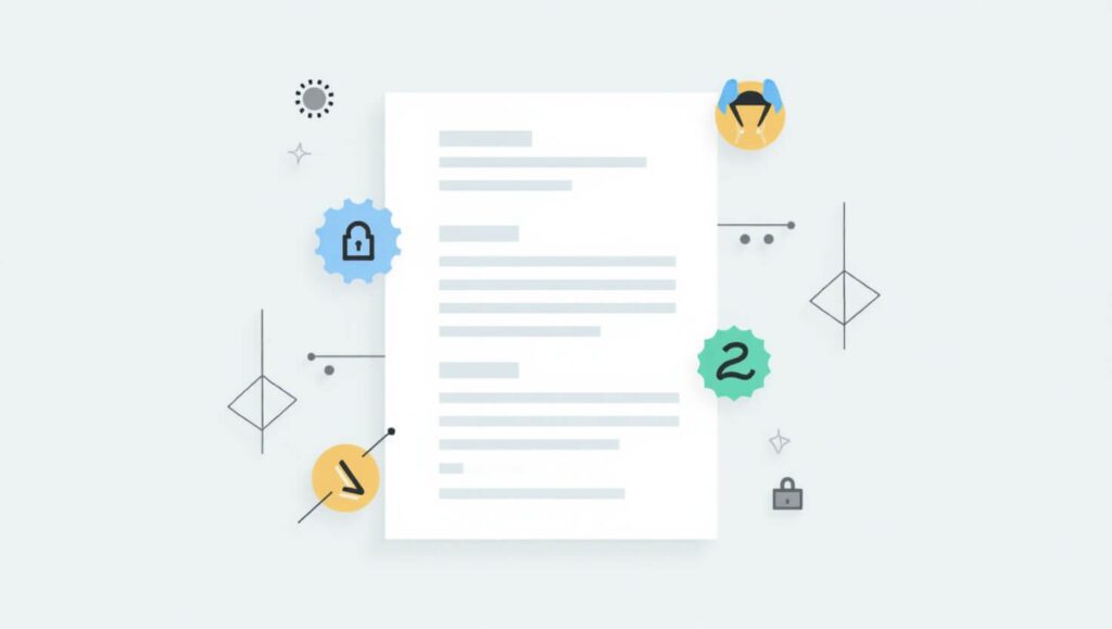 Visual of security badges and ATS icons beside a secure resume template