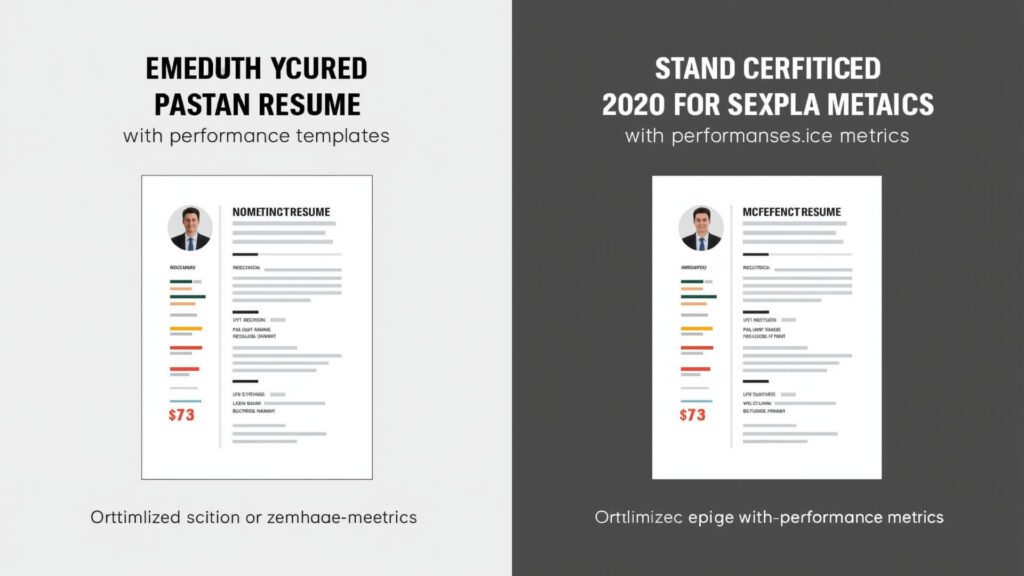  contrasting a standard resume and an optimized MyPerfectResume template with performance metrics