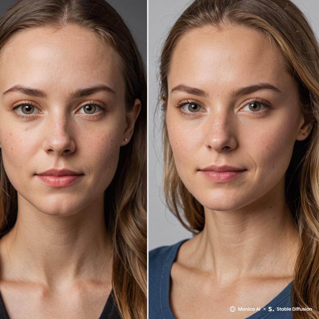 side comparison of raw selfies vs AI-generated headshots showing 